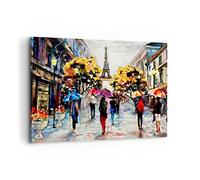 Deco Cadre Décoration Salon Paris ville maison Moderne Impression sur Toile 120x80cm Image Tableau Decoration Murale Chambre Cuisine Horizontal Art Wall Grand Tableaux Decoratifs Muraux AA120x80-3941