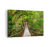 Deco Cadre Décoration Salon Passerelle forêt aventure Moderne Impression sur Toile 120x80cm Image Tableau Decoration Murale Chambre Horizontal Art Wall Grand Tableaux Decoratifs Muraux AA120x80-2678