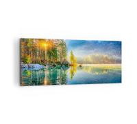 Deco Cadre Décoration Salon Paysage Alpes Montagnes Moderne Impression sur Toile 120x50cm Image Tableau Decoration Murale Chambre Panoramique Art Wall Grand Tableaux Decoratifs Muraux AB120x50-5307