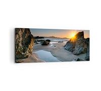 Deco Cadre Décoration Salon Paysage britannique rivage côte Moderne Impression sur Toile 120x50cm Image Tableau Decoration Murale Chambre Panoramique Art Wall Tableaux Decoratifs Muraux AB120x50-3174