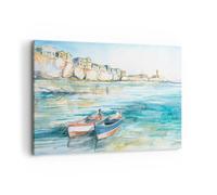 Deco Cadre Décoration Salon Paysage Mer Bateau Moderne Impression sur Toile 120x80cm Image Tableau Decoration Murale Chambre Cuisine Horizontal Art Wall Grand Tableaux Decoratifs Muraux AA120x80-5193