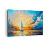 Deco Cadre Décoration Salon Paysage Nautique Voilier Moderne Impression sur Toile 120x80cm Image Tableau Decoration Murale Chambre Horizontal Art Wall Grand Tableaux Decoratifs Muraux AA120x80-5712