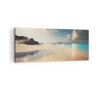 Deco Cadre Décoration Salon Plage Sauvage Océan Bord Moderne Impression sur Toile 120x50cm Image Tableau Decoration Murale Chambre Panoramique Art Wall Grand Tableaux Decoratifs Muraux AB120x50-6016