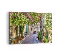 Deco Cadre Décoration Salon Rue décoration fleurs Grèce Moderne Impression sur Toile 120x80cm Image Tableau Decoration Murale Chambre Horizontal Art Wall Tableaux Decoratifs Muraux AA120x80-2429