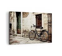 Deco Cadre Décoration Salon Rue vélo ville ruines Moderne Impression sur Toile 120x80cm Image Tableau Decoration Murale Chambre Horizontal Art Wall Grand Tableaux Decoratifs Muraux AA120x80-2667
