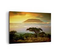 Deco Cadre Décoration Salon Safari la faune montagne kenya Moderne Impression sur Toile 120x80cm Image Tableau Decoration Murale Chambre Horizontal Art Wall Tableaux Decoratifs Muraux AA120x80-3170