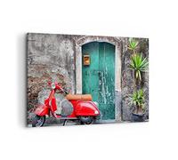 Deco Cadre Décoration Salon Scooter transport italie rétro Moderne Impression sur Toile 120x80cm Image Tableau Decoration Murale Chambre Horizontal Art Wall Tableaux Decoratifs Muraux AA120x80-2571