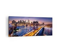 Deco Cadre Décoration Salon Usa america new york manhattan Moderne Impression sur Toile 120x50cm Image Tableau Decoration Murale Chambre Panoramique Art Wall Tableaux Decoratifs Muraux AB120x50-2820