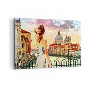 Deco Cadre Décoration Salon Venise pont eau Moderne Impression sur Toile 120x80cm Image Tableau Decoration Murale Chambre Cuisine Horizontal Art Wall Grand Tableaux Decoratifs Muraux AA120x80-3495