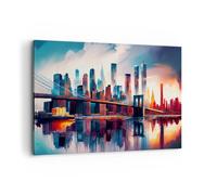 Deco Cadre Décoration Salon Ville Pont Architecture Moderne Impression sur Toile 120x80cm Image Tableau Decoration Murale Chambre Horizontal Art Wall Grand Tableaux Decoratifs Muraux AA120x80-5918