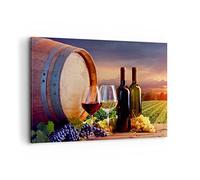 Deco Cadre Décoration Salon vin vignoble été Moderne Impression sur Toile 120x80cm Image Tableau Decoration Murale Chambre Cuisine Horizontal Art Wall Grand Tableaux Decoratifs Muraux AA120x80-4125