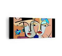 Deco Cadre Décoration Salon Visages Moderne Cubisme Moderne Impression sur Toile 120x50cm Image Tableau Decoration Murale Chambre Panoramique Art Wall Grand Tableaux Decoratifs Muraux AB120x50-5764