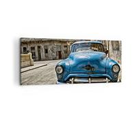 Deco Cadre Décoration Salon Voiture retro Cuba La Havane Moderne Impression sur Toile 120x50cm Image Tableau Decoration Murale Chambre Panoramique Art Wall Tableaux Decoratifs Muraux AB120x50-2461