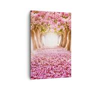Deco Cadre Salon Arbre fleurs cerise nature Moderne Impression sur Toile 80x120cm Image Tableau Decoration Murale Chambre Cuisine Vertical Art Wall Decor Grand Tableaux Decoratifs Muraux PA80x120-2794