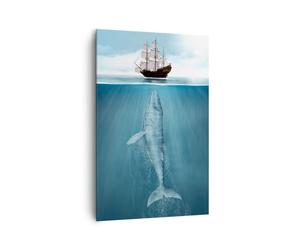 Deco Cadre Salon Baleine Bateau À Voile Océan Moderne Impression sur Toile 80x120cm Image Tableau Decoration Murale Chambre Cuisine Vertical Art Wall Grand Tableaux Decoratifs Muraux PA80x120-6220