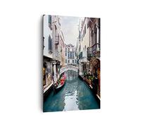 Deco Cadre Salon Bateau pont tourisme Venise Moderne Impression sur Toile 80x120cm Image Tableau Decoration Murale Chambre Cuisine Vertical Art Wall Grand Tableaux Decoratifs Muraux PA80x120-2157