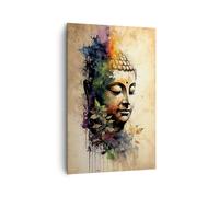 Deco Cadre Salon Bouddha Méditation Inde Moderne Impression sur Toile 80x120cm Image Tableau Decoration Murale Chambre Cuisine Vertical Art Wall Decor Grand Tableaux Decoratifs Muraux PA80x120-6188