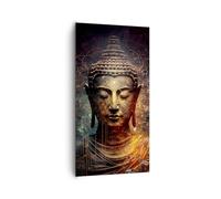 Deco Cadre Salon Bouddha Méditation Religion Moderne Impression sur Toile 65x120cm Image Tableau Decoration Murale Chambre Cuisine Vertical Art Wall Grand Tableaux Decoratifs Muraux PA65x120-5775