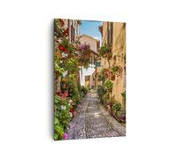 Deco Cadre Salon Chemin fleurs maison cour Moderne Impression sur Toile 80x120cm Image Tableau Decoration Murale Chambre Cuisine Vertical Art Wall Decor Grand Tableaux Decoratifs Muraux PA80x120-3183