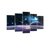 Deco Cadre Salon cosmos planète Moderne Impression sur Verre 160x85cm Image Tableau en Verre Decoration Murale Chambre Triptyque 5 parties Art Grand XXL Tableaux Decoratifs Muraux GEA160x85-3575