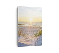 Deco Cadre Salon dune plage mer Moderne Impression sur Toile 80x120cm Image Tableau Decoration Murale Chambre Cuisine Vertical Art Wall Decor Design Grand Tableaux Decoratifs Muraux PA80x120-3989