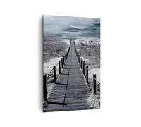 Deco Cadre Salon Dunes Chemin Plage Moderne Impression sur Toile 80x120cm Image Tableau Decoration Murale Chambre Cuisine Vertical Art Wall Decor Design Grand Tableaux Decoratifs Muraux PA80x120-6037