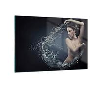 Deco Cadre Salon Femme modèle posant belle Moderne Impression sur Verre 120x80cm Image Tableau en Verre Decoration Murale Chambre Horizontal Art Grand XXL Tableaux Decoratifs Muraux GAA120x80-2577