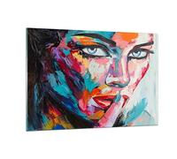 Deco Cadre Salon fille visage Moderne Impression sur Verre 120x80cm Image Tableau en Verre Decoration Murale Chambre Cuisine Horizontal Art Wall Grand XXL Tableaux Decoratifs Muraux GAA120x80-3444