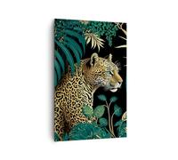 Deco Cadre Salon Léopard Jungle Tropical Moderne Impression sur Toile 80x120cm Image Tableau Decoration Murale Chambre Cuisine Vertical Art Wall Decor Grand Tableaux Decoratifs Muraux PA80x120-5720