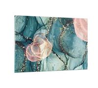 Deco Cadre Salon Liquide Or Rose Moderne Impression sur Verre 120x80cm Image Tableau en Verre Decoration Murale Chambre Cuisine Horizontal Art Wall Grand XXL Tableaux Decoratifs Muraux GAA120x80-4817
