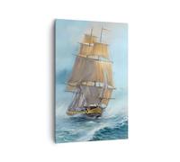 Deco Cadre Salon Mer Bateau Nautique Moderne Impression sur Toile 80x120cm Image Tableau Decoration Murale Chambre Cuisine Vertical Art Wall Decor Design Grand Tableaux Decoratifs Muraux PA80x120-5541