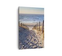 Deco Cadre Salon mer plage dune Moderne Impression sur Toile 80x120cm Image Tableau Decoration Murale Chambre Cuisine Vertical Art Wall Decor Design Grand Tableaux Decoratifs Muraux PA80x120-3612