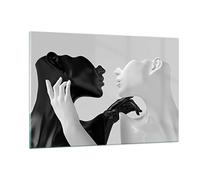 Deco Cadre Salon Noir Blanc Statue Moderne Impression sur Verre 120x80cm Image Tableau en Verre Decoration Murale Chambre Cuisine Horizontal Art Grand XXL Tableaux Decoratifs Muraux GAA120x80-4736