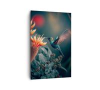 Deco Cadre Salon Oiseau Exotique Fleur Moderne Impression sur Toile 80x120cm Image Tableau Decoration Murale Chambre Cuisine Vertical Art Wall Decor Grand Tableaux Decoratifs Muraux PA80x120-5729