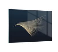 Deco Cadre Salon Or Soies Abstraction Moderne Impression sur Verre 120x80cm Image Tableau en Verre Decoration Murale Chambre Cuisine Horizontal Art Grand XXL Tableaux Decoratifs Muraux GAA120x80-4734