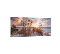 Deco Cadre Salon Ouest sur la plage Moderne Impression sur Verre 120x50cm Image Tableau en Verre Decoration Murale Chambre Cuisine Panoramique Art Wall Grand Tableaux Decoratifs Muraux GAB120x50-4710