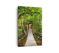 Deco Cadre Salon Passerelle forêt aventure Moderne Impression sur Toile 80x120cm Image Tableau Decoration Murale Chambre Cuisine Vertical Art Wall Decor Grand Tableaux Decoratifs Muraux PA80x120-2678