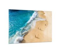 Deco Cadre Salon Plage Bord De L'Océan Mer Moderne Impression sur Verre 120x80cm Image Tableau en Verre Decoration Murale Chambre Horizontal Art Grand XXL Tableaux Decoratifs Muraux GAA120x80-5889