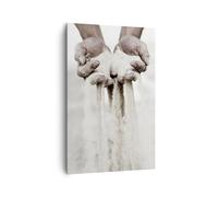 Deco Cadre Salon Sable Mains Brillant Moderne Impression sur Toile 80x120cm Image Tableau Decoration Murale Chambre Cuisine Vertical Art Wall Decor Grand Tableaux Decoratifs Muraux PA80x120-6234