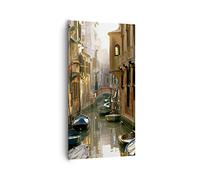 Deco Cadre Salon Venise pont eau maison Moderne Impression sur Toile 65x120cm Image Tableau Decoration Murale Chambre Cuisine Vertical Art Wall Decor Grand Tableaux Decoratifs Muraux PA65x120-2532