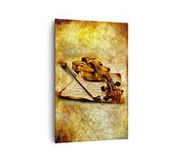 Deco Cadre Salon Violon instrument notes Moderne Impression sur Toile 80x120cm Image Tableau Decoration Murale Chambre Cuisine Vertical Art Wall Decor Grand Tableaux Decoratifs Muraux PA80x120-0524