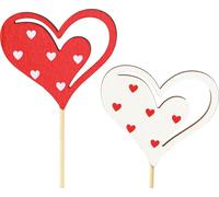 Déco Coeurs en bois Rouge Blanc Valentin Mariage 12pcs