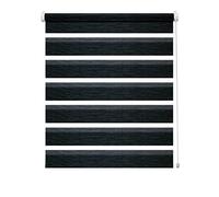 Deco Company Double Store à Clipser, Store Enrouleur à Commande Latérale sans perçage, Bandes Transparentes et Opaques, Kit de Montage Inclus, Polyester, Structure Anthracite, 50 x 150 cm