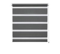 Deco Company Double Store à Clipser, Store Enrouleur à Commande Latérale sans perçage, Bandes Transparentes et Opaques, Kit de Montage Inclus, Polyester, Anthracite, 50 x 150 cm