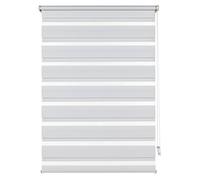 Deco Company Store Enrouleur Double à clipser, Store double/Store latéral, Bandes transparentes et opaques, Kit de Montage Inclus, Blanc, 65 x 150 cm (LxH)