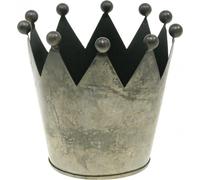 Déco Couronne Gris Antique Métal Décoration de table Ø12,5cm H12cm Vintage