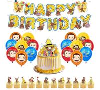 Déco d'Anniversaire Curious George Anniversaire Decoration Curious George Ballons de Fête Curious George Ballons de Baudruche Curious George Décoration Gateau Curious George Banderole Anniversaire