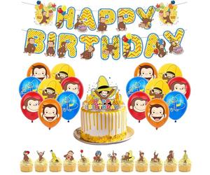 Déco d'Anniversaire Curious George Anniversaire Decoration Curious George Ballons de Fête Curious George Ballons de Baudruche Curious George Décoration Gateau Curious George Banderole Anniversaire