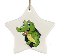 Déco De Noël avec Ficelle Dorée Décoration De Sapin De Noël Céramique Décoration Sapin Christmas Noël Hanging Crocodile Drôle Et Mignon Sortant d'un Mur Fissuré