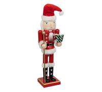 Déco de Noël - Casse-Noisette Rouge et Blanc - Bois de Pin - H 38 cm - Intérieur